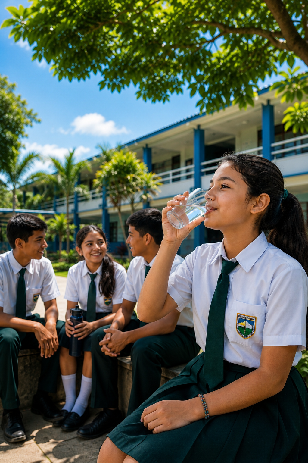Estudiantes en una institución educativa beneficiada por un programa de agua segura